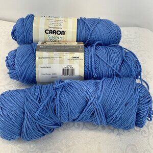 Caron Simply Soft Berry Blue Yarn Bundle 6 Oz 315 Yards Acrylic